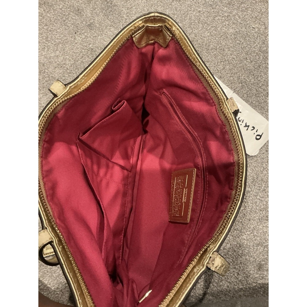 VINTAGE Multicolored Coach Purse Over the Shoulder Bag Y2K Pink & Gold - Picture 13 of 16